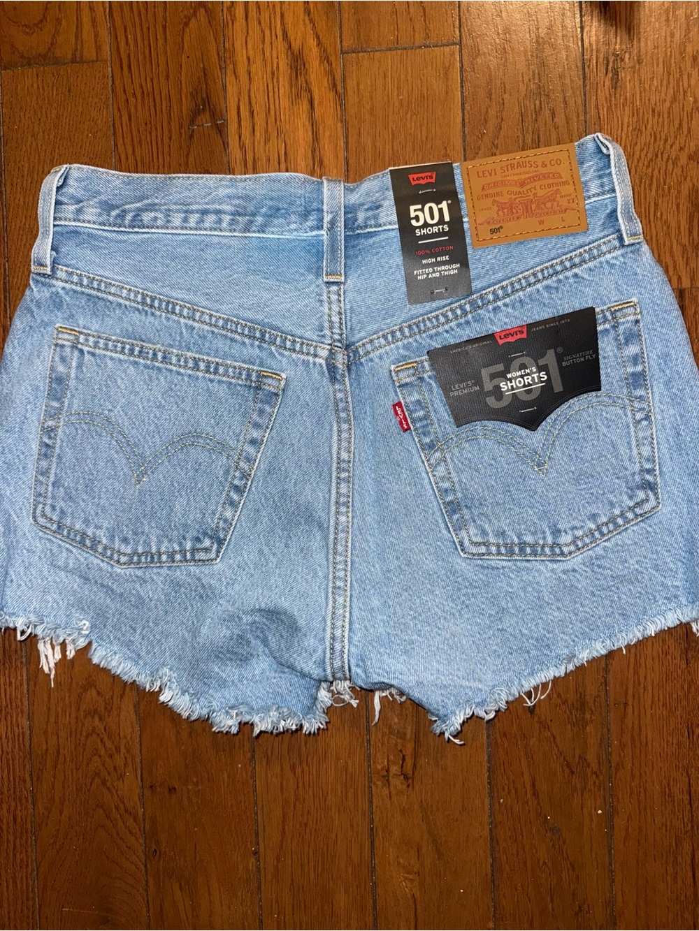 Levi’s Light Blue Distressed Women's Denim Shorts - Picture 2 of 2